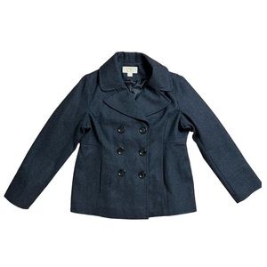 MICHAEL Michael Kors Wool Double Breasted Peacoat in Charcoal Gray